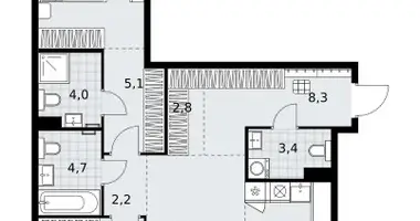 Mieszkanie 3 pokoi w Kommunarka, Rosja