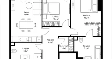 2 room apartment in Moscow, Russia