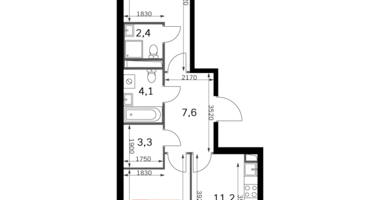 2 room apartment in Moscow, Russia
