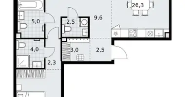 3 room apartment in Kommunarka, Russia