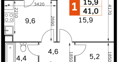 Appartement 1 chambre dans Moscou, Russie