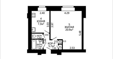 1 bedroom apartment in Zaslauje, Belarus