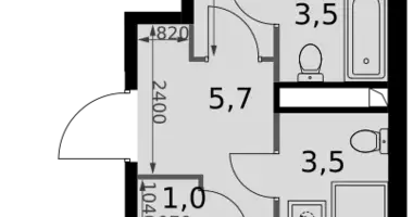 2 room apartment in Moscow, Russia