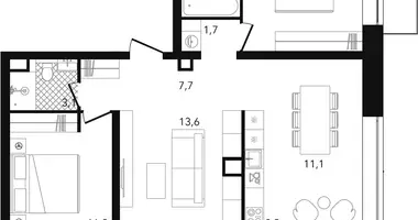 Apartamento 3 habitaciones en Moscú, Rusia