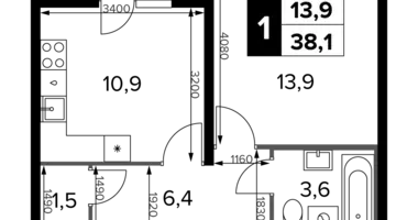 1 room apartment in Leninsky District, Russia
