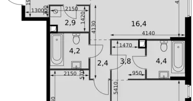 Квартира 3 комнаты в Москва, Россия