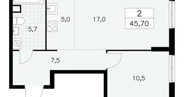 2 room apartment in Moscow, Russia