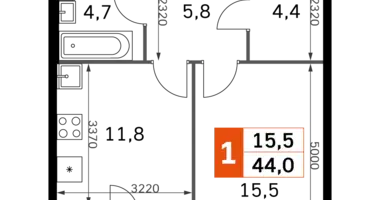 Appartement 1 chambre dans Moscou, Russie