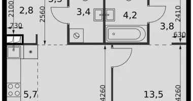 Mieszkanie 2 pokoi w Moskwa, Rosja