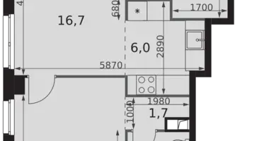 2 room apartment in Moscow, Russia