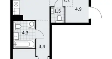 Wohnung 2 zimmer in Kommunarka, Russland