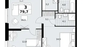 3 room apartment in Kommunarka, Russia