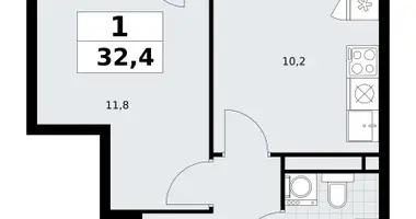 Apartamento 1 habitación en Vnukovo, Rusia