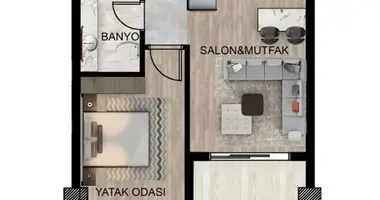 Квартира 2 комнаты в Мезитли, Турция