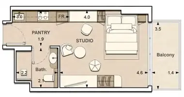 Studio apartment in Dubai, United Arab Emirates