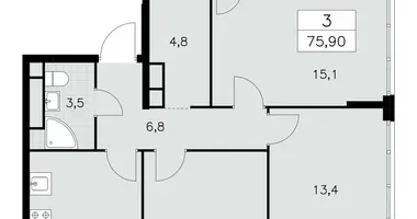 Mieszkanie 3 pokoi w Moskwa, Rosja