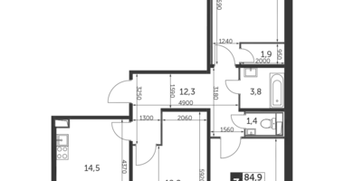 Apartamento 3 habitaciones en Liúbertsy, Rusia