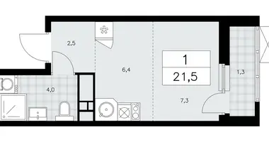 1 room apartment in Kommunarka, Russia