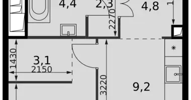 Apartamento 1 habitación en Moscú, Rusia