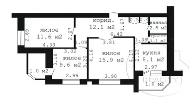 Wohnung 3 zimmer in Muchaviecki sielski Saviet, Belarus