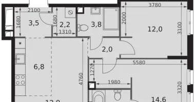 Wohnung 3 zimmer in Moskau, Russland