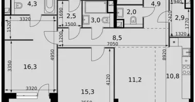 Квартира 3 комнаты в Москва, Россия