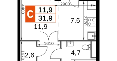 Studio 1 chambre dans Moscou, Russie