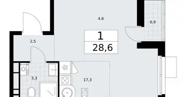 1 room apartment in Vnukovo, Russia