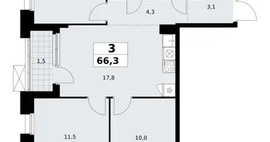 Apartamento 3 habitaciones en Kommunarka, Rusia
