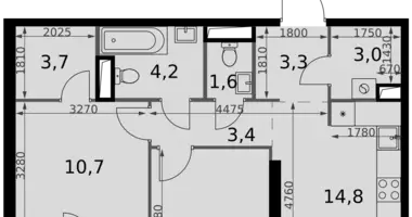 2 room apartment in Moscow, Russia