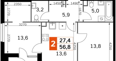 Apartamento 3 habitaciones en Moscú, Rusia