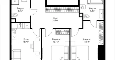 Apartamento 2 habitaciones en Moscú, Rusia