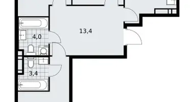3 room apartment in Kommunarka, Russia