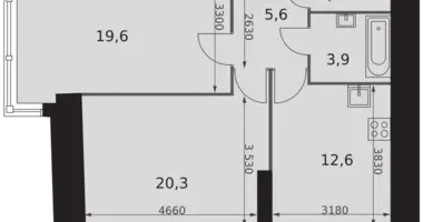 Apartamento 2 habitaciones en Moscú, Rusia
