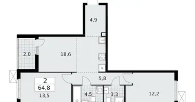Apartamento 2 habitaciones en Krasnoye Selo, Rusia