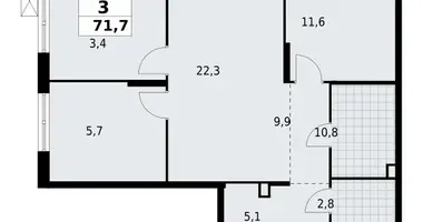 Mieszkanie 3 pokoi w Krasnoye Selo, Rosja