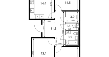 Apartamento 3 habitaciones en Jimki, Rusia