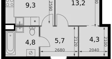 1 room apartment in Moscow, Russia