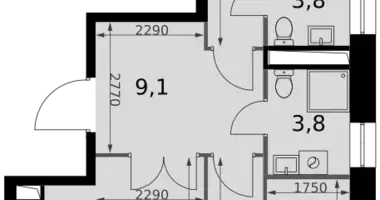 2 room apartment in Moscow, Russia