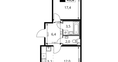 Apartamento 2 habitaciones en Jimki, Rusia