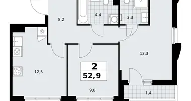 2 room apartment in Troitsk, Russia