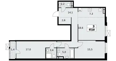 Wohnung 3 zimmer in Moskau, Russland