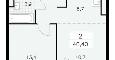 2 room apartment in Moscow, Russia