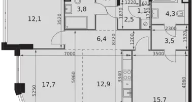 Apartamento 3 habitaciones en Moscú, Rusia
