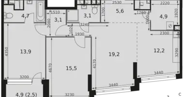 Wohnung 3 zimmer in Moskau, Russland