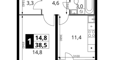 Appartement 1 chambre dans Sapronovo, Russie