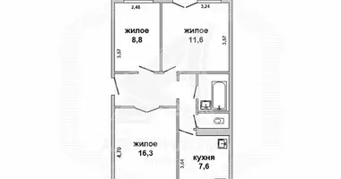 3 room apartment in Malaryta, Belarus