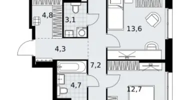 4 room apartment in Kommunarka, Russia