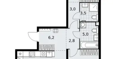 2 room apartment in Kommunarka, Russia