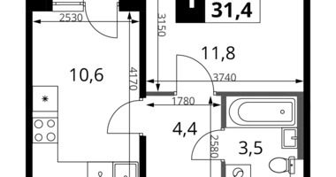 Appartement 1 chambre dans Khimki, Russie